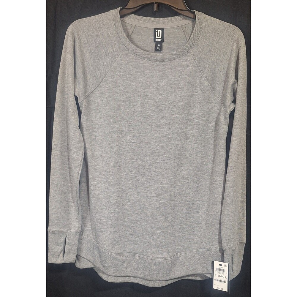 Ideology Women's Extra Small Gray Athletic Workout Top Long Sleeve Thumbholes